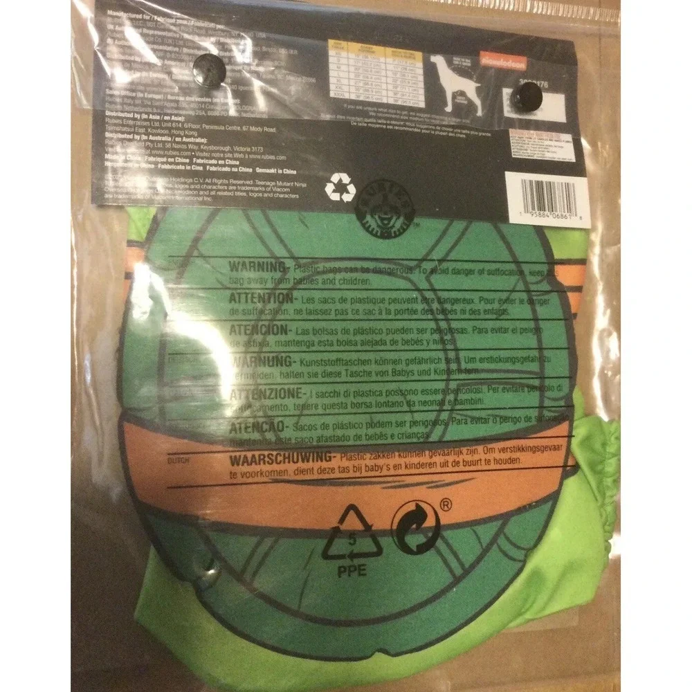 Rubies Teenage Mutant Ninja Turtles Michelangelo Dog Costume Small TMNT Green
